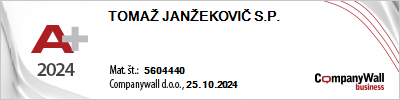 Tomaž Janžekovič s.p. BONITETNA OCENA Tomaž Janžekovič s.p. BONITETNA OCENA