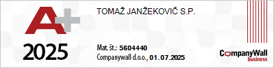 Tomaž Janžekovič s.p. Bonitetna ocena Tomaž Janžekovič s.p. Bonitetna ocena