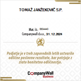 Tomaž Janžekovič s.p. zlata bonitetna ocena Tomaž Janžekovič s.p. zlata bonitetna ocena