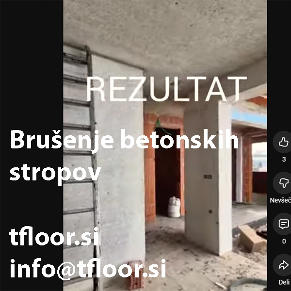 Brušenje betonskih stropov rezultat