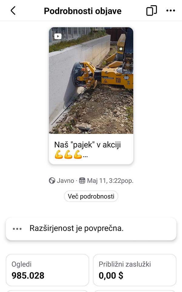 Naš pajek "robot" s skoraj 1milion ogledi